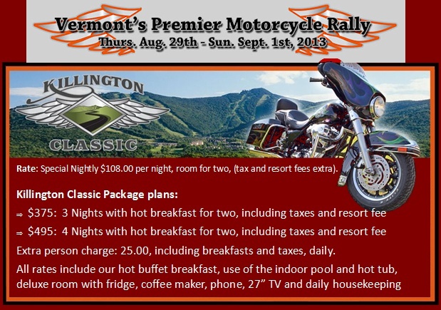 Killington Classic Motorcycle Rally August 30 - September 32012